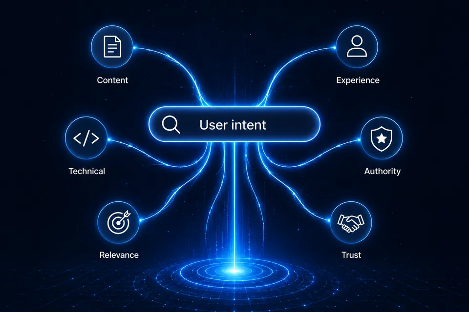 Search ranking factors connected into a practical execution framework.